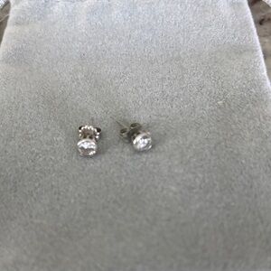 Classic Silver bezel set Cubic Zirconia Stud Earrings - Silver